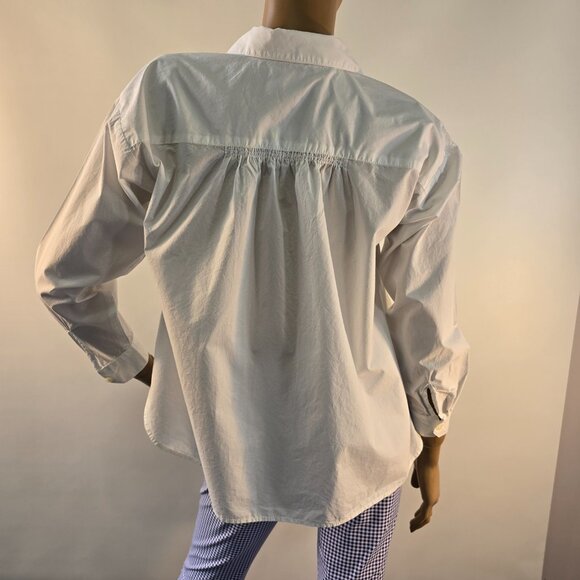 LOFT Petites Oversized White Cotton Button-Down Shirt Sz XSP New With Tags - Picture 3 of 11